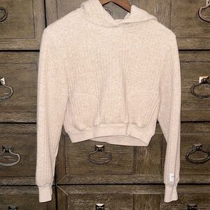 Offline by aerie Cozy Cream crop Hooded Sweater